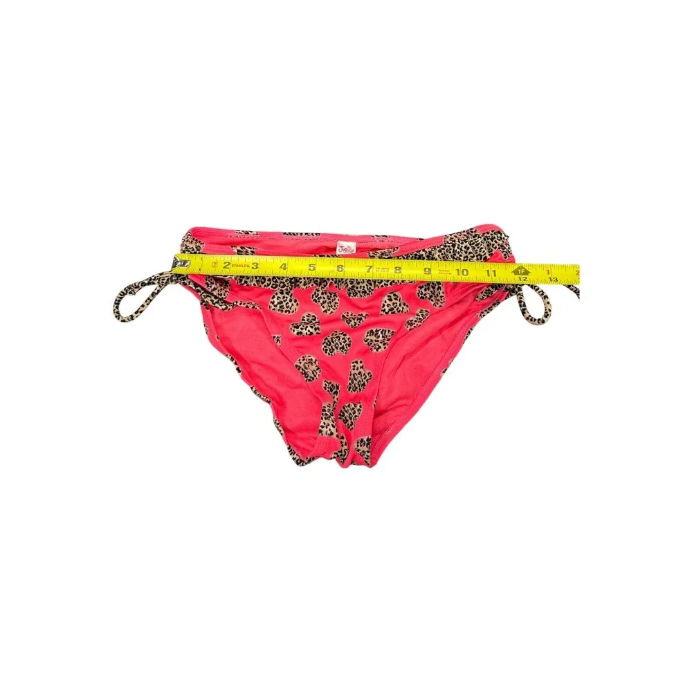 Justice Girls Pink Leopard Heart Print Bikini Swim Bottoms Ruffle Side Tie 14